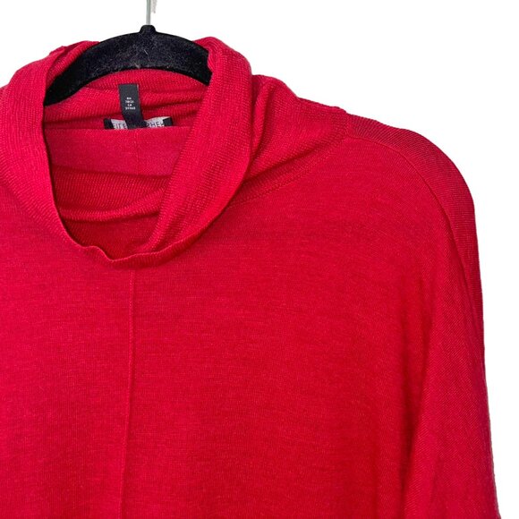 Eileen Fisher Raspberry 100% Merino Wool Drapy Turtleneck Sweater - Size L - Picture 1 of 5